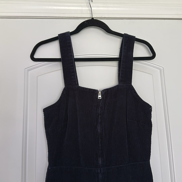 Free People Luna Navy Corduroy Jumpsuit Zipper Front Adjustable Straps Size 6 - Picture 3 of 7
